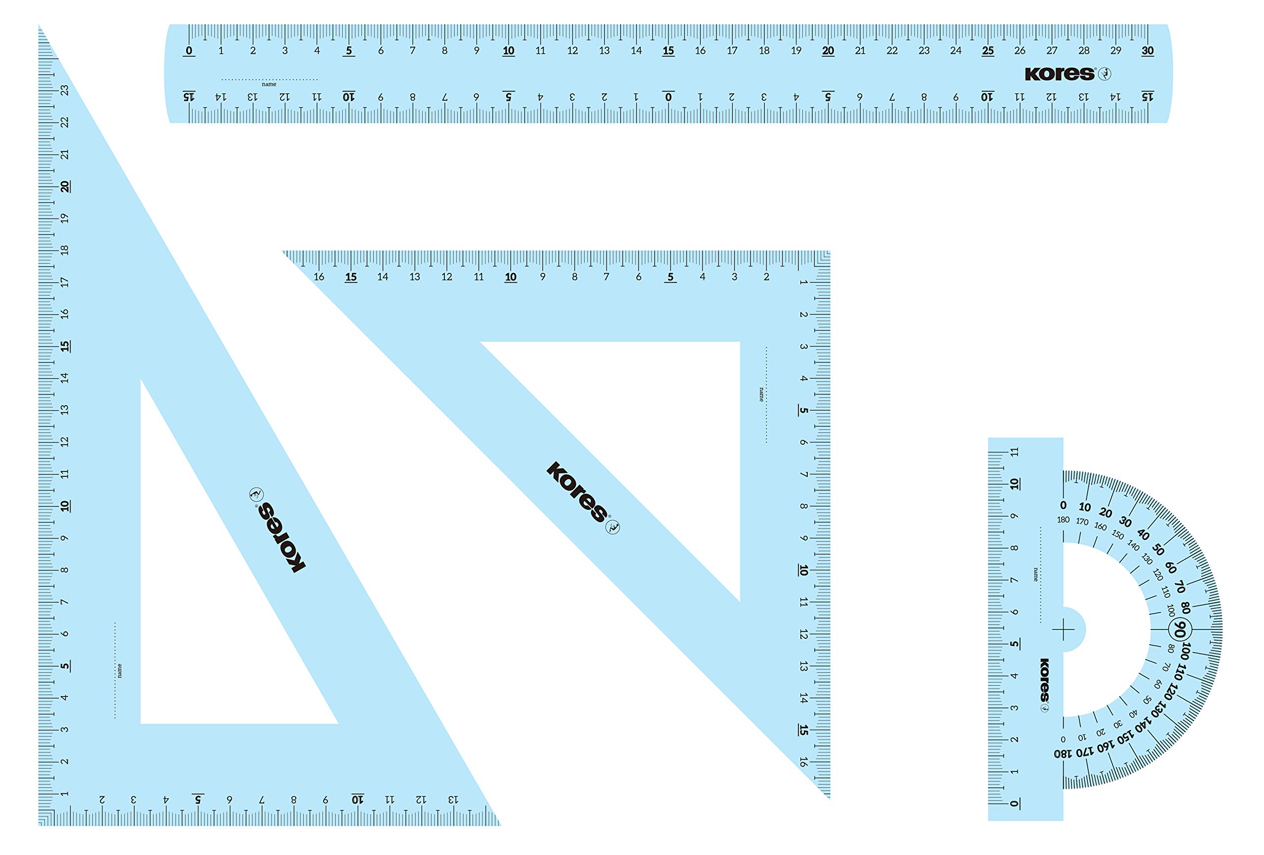kores-geo30-geometrie-set-4-teilig-lineal-winkelmesser-zeichendreieck-sortierte- image 2