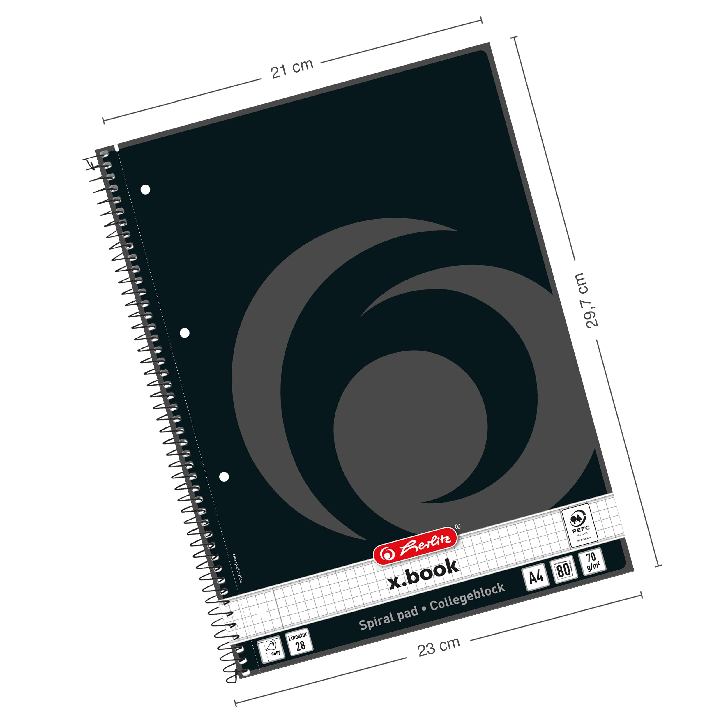 herlitz-collegeblock-x-book-a4-kariert-lineatur-28-80-blatt-2er-pack-schwarz image 2