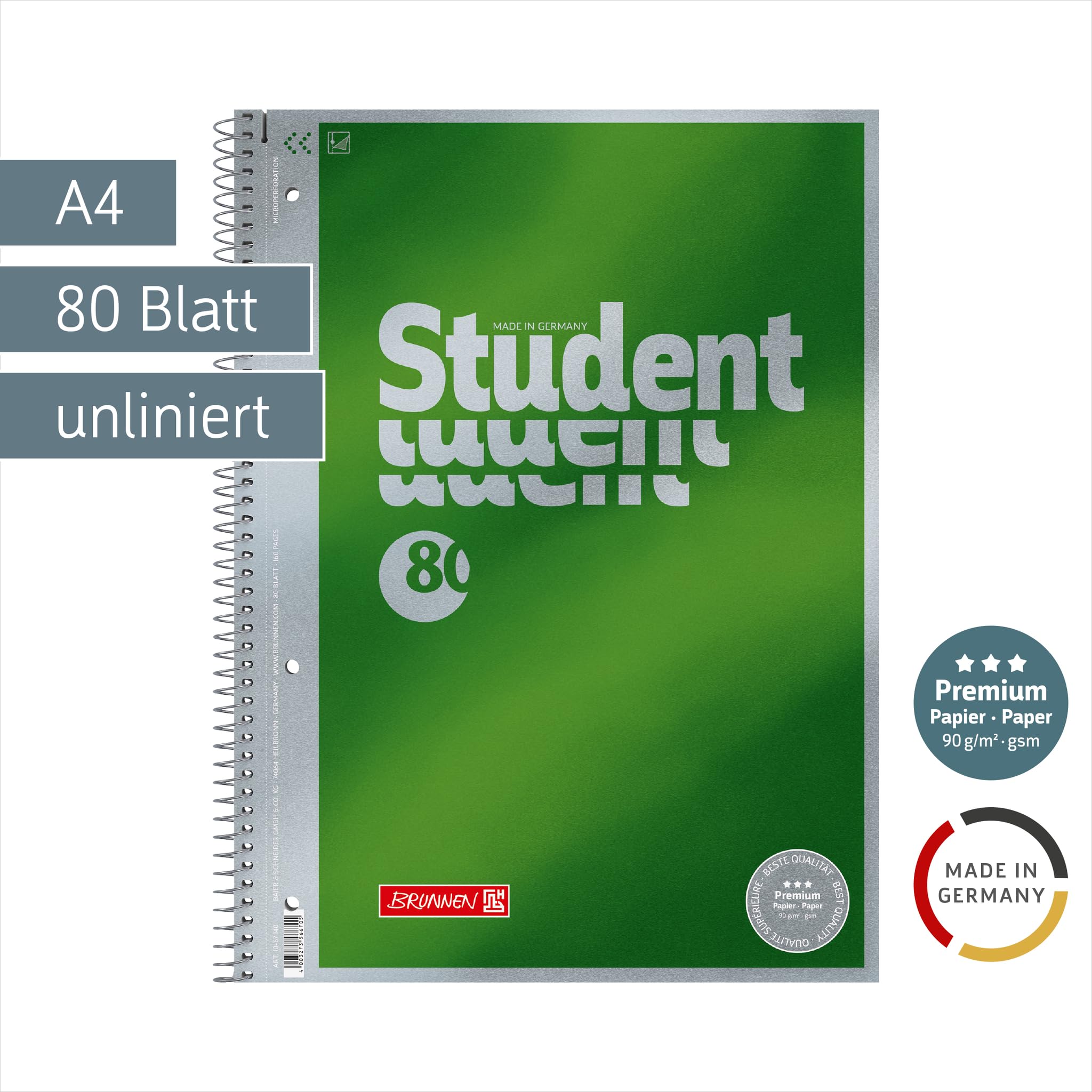 brunnen-collegeblock-premium-student-a4-lineatur-20-80-blatt-gr-n image 2