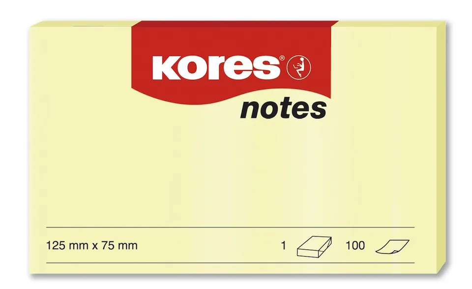 kores-haftnotizen-gelb-125-x-75-mm-12-bl-cke-100-blatt image 1