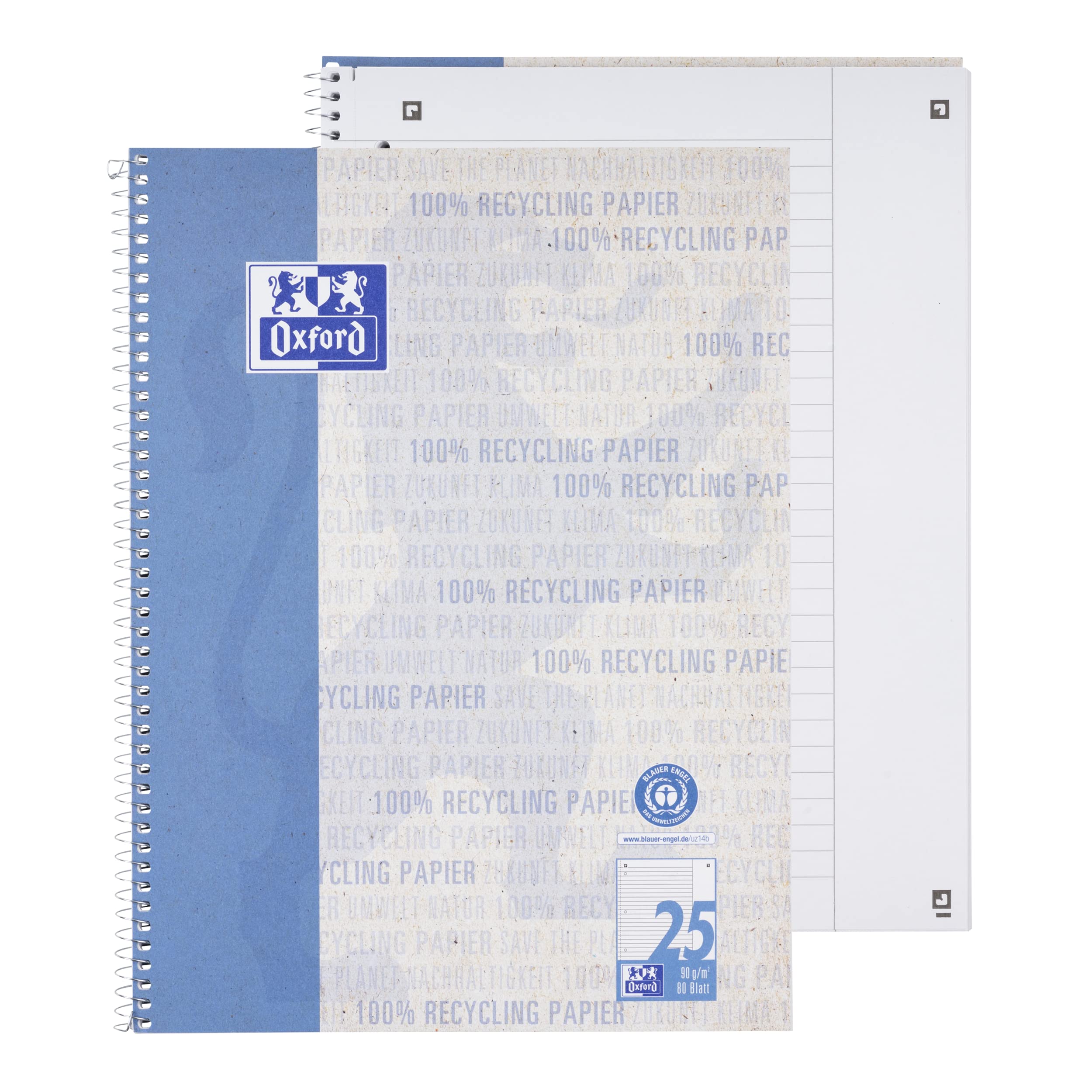 oxford-recycling-collegeblock-a4-liniert-lineatur-25-mit-wei-em-rand-80-blatt-10 image 2