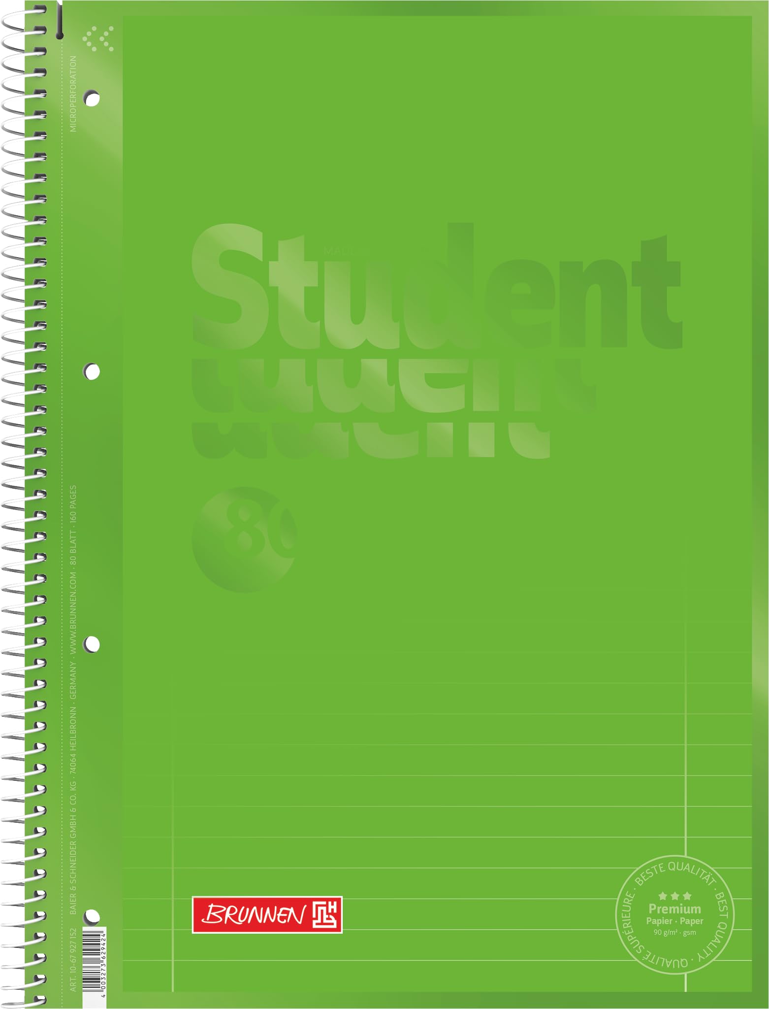 brunnen-collegeblock-premium-student-colour-code-a4-lineatur-27-80-blatt-kiwi image 1