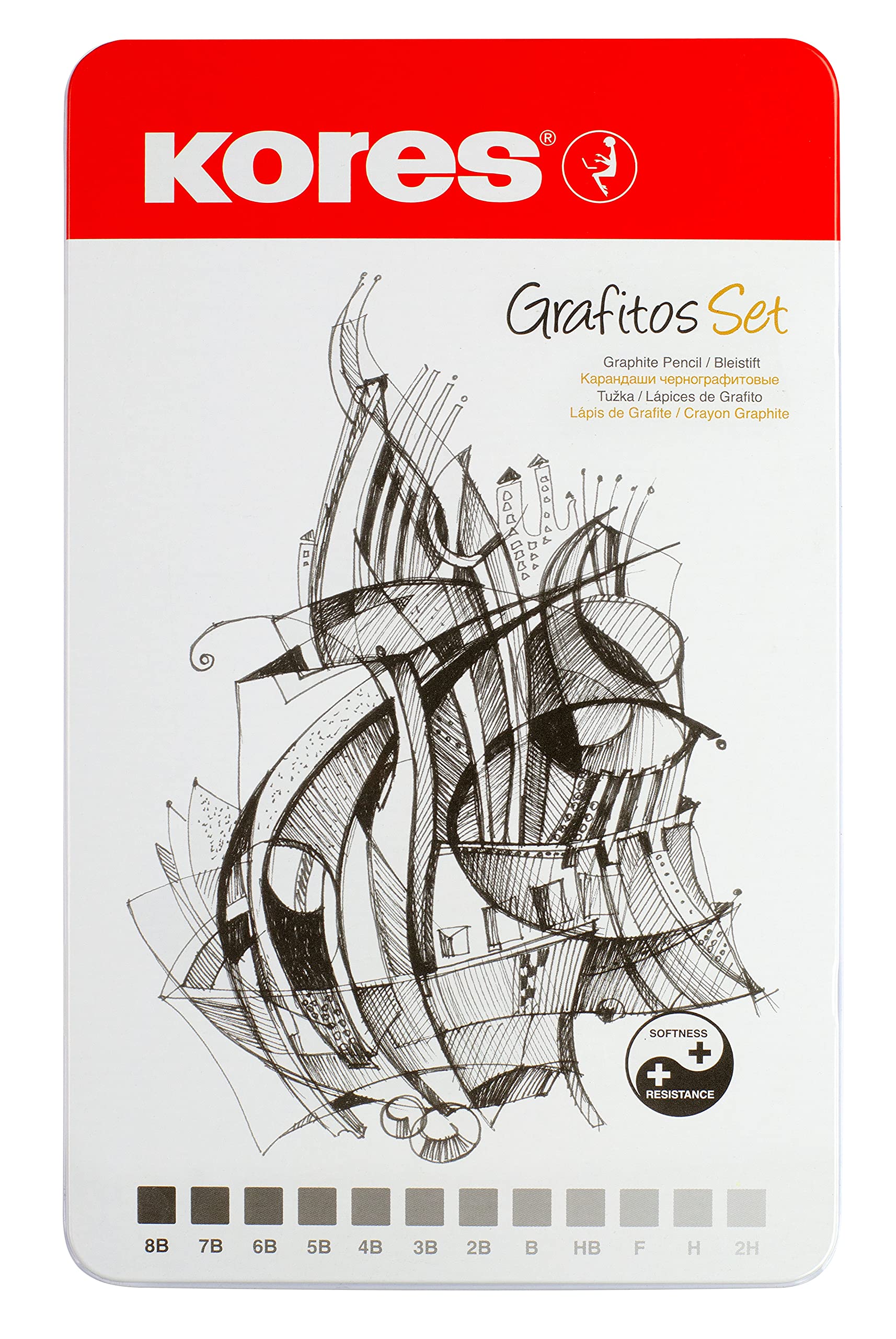 kores-grafitos-art-set-12-zeichenbleistifte-8b-bis-2h-in-metallbox image 4