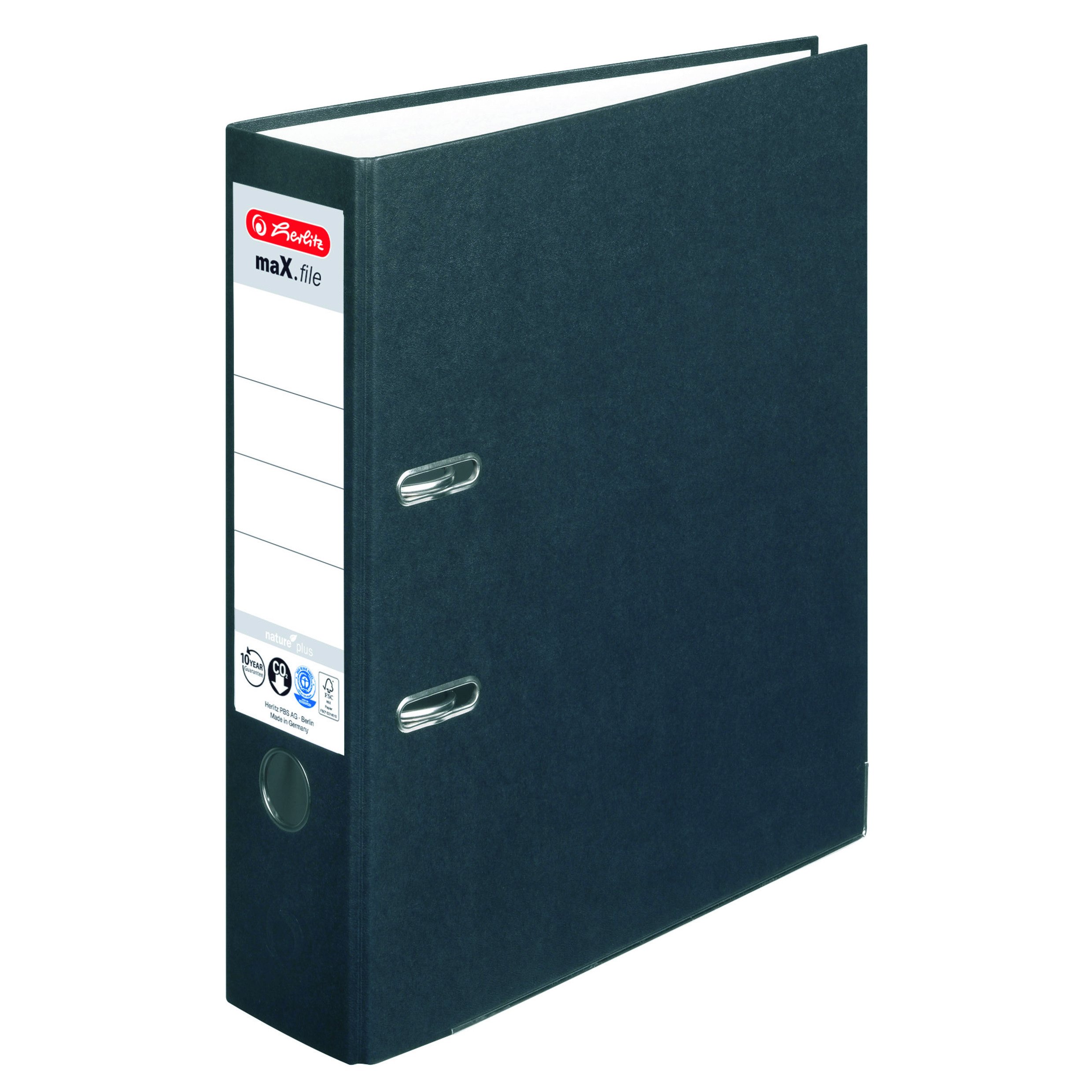 herlitz-max-file-nature-plus-ordner-a4-8-cm-schwarz-mit-d-ring-mechanik image 1