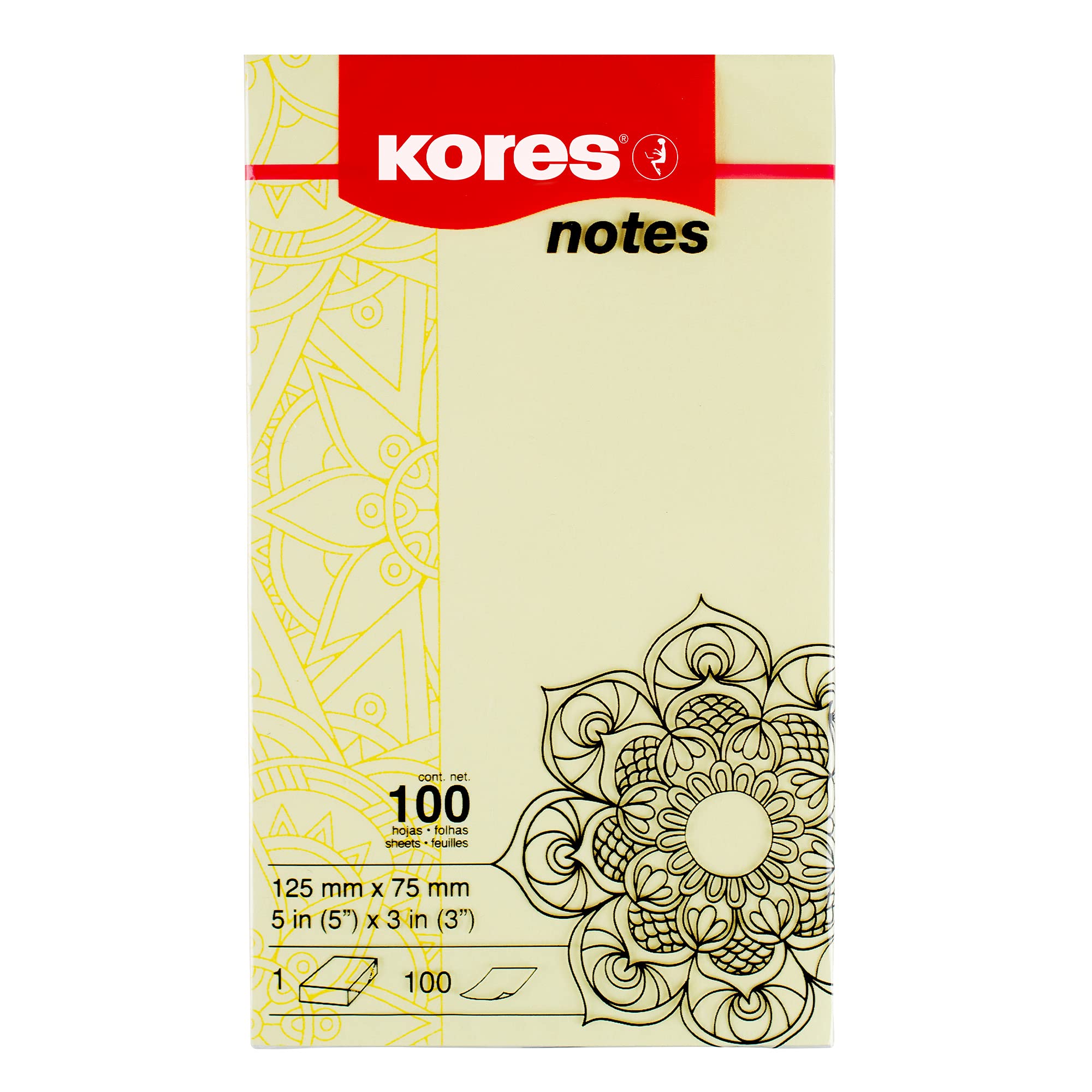 kores-haftnotizen-mandala-gelb-125-x-75-mm-12x100-blatt image 2
