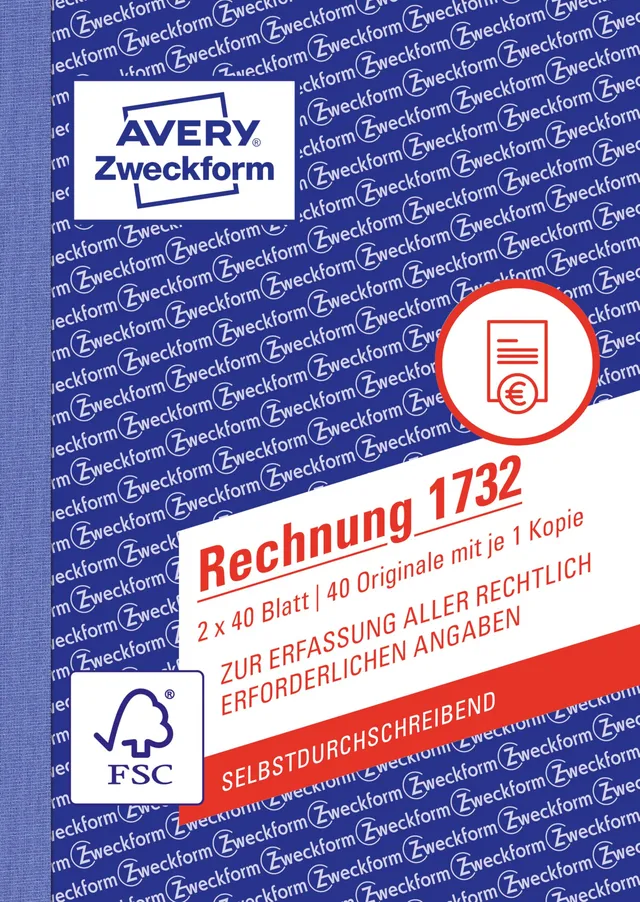 avery-zweckform-1732-rechnungsbuch-a6-2x40-blatt-selbstdurchschreibend-wei-gelb image 1