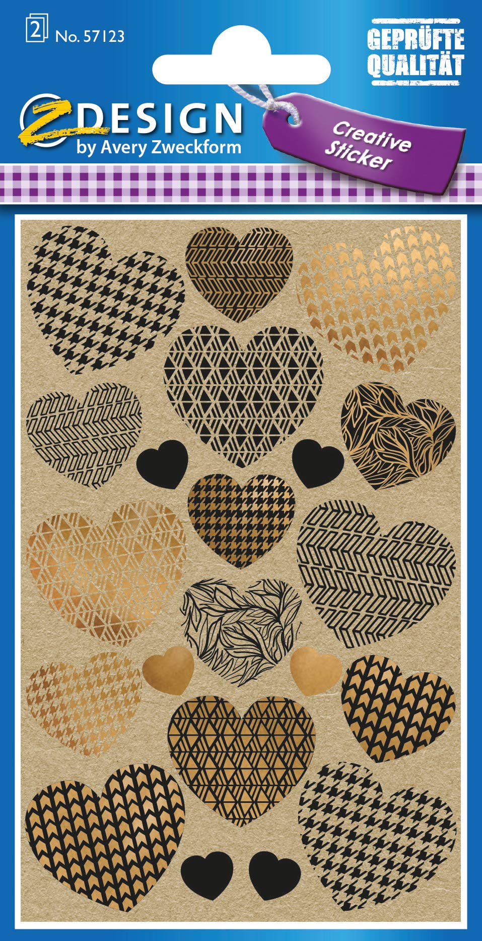 avery-zweckform-z-design-57123-kraftpapier-sticker-herzen-42-st-ck image 2