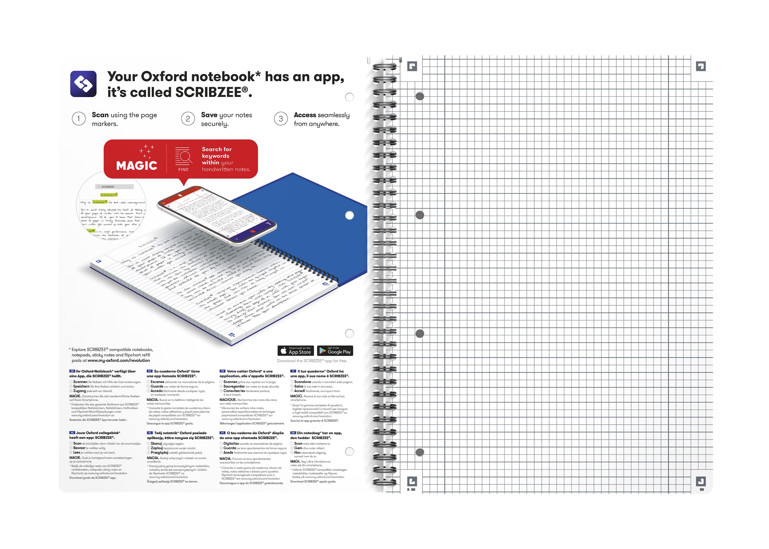 oxford-collegeblock-a4-smart-black-kariert-liniert-140-seiten-5er-pack image 5