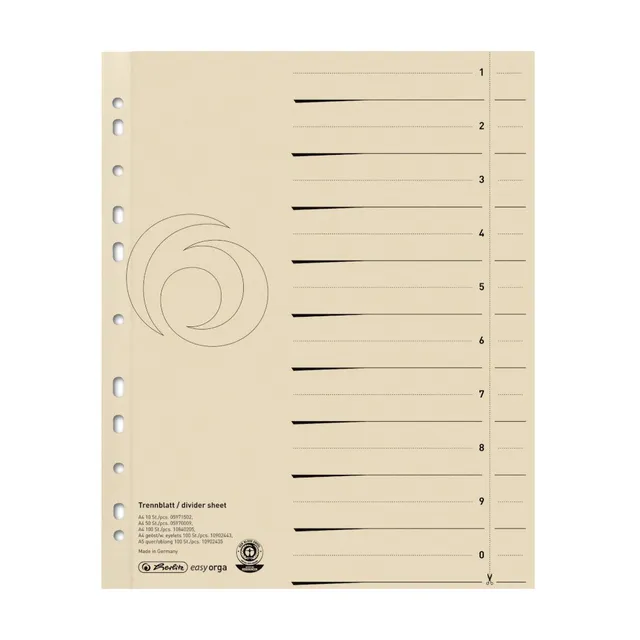 herlitz-10840205-trennblatt-a4-manilakarton-180-g-qm-chamois-10-st-ck image 1