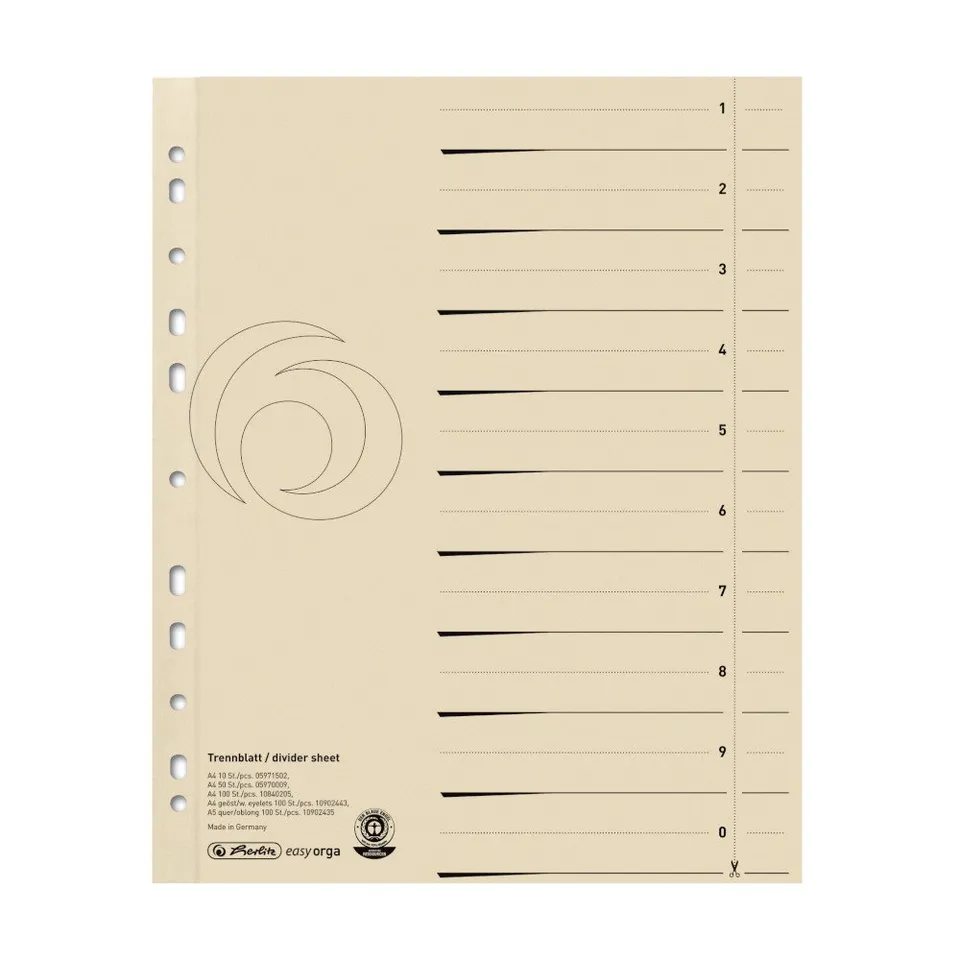 herlitz-10840205-trennblatt-a4-manilakarton-180-g-qm-chamois-10-st-ck image 1