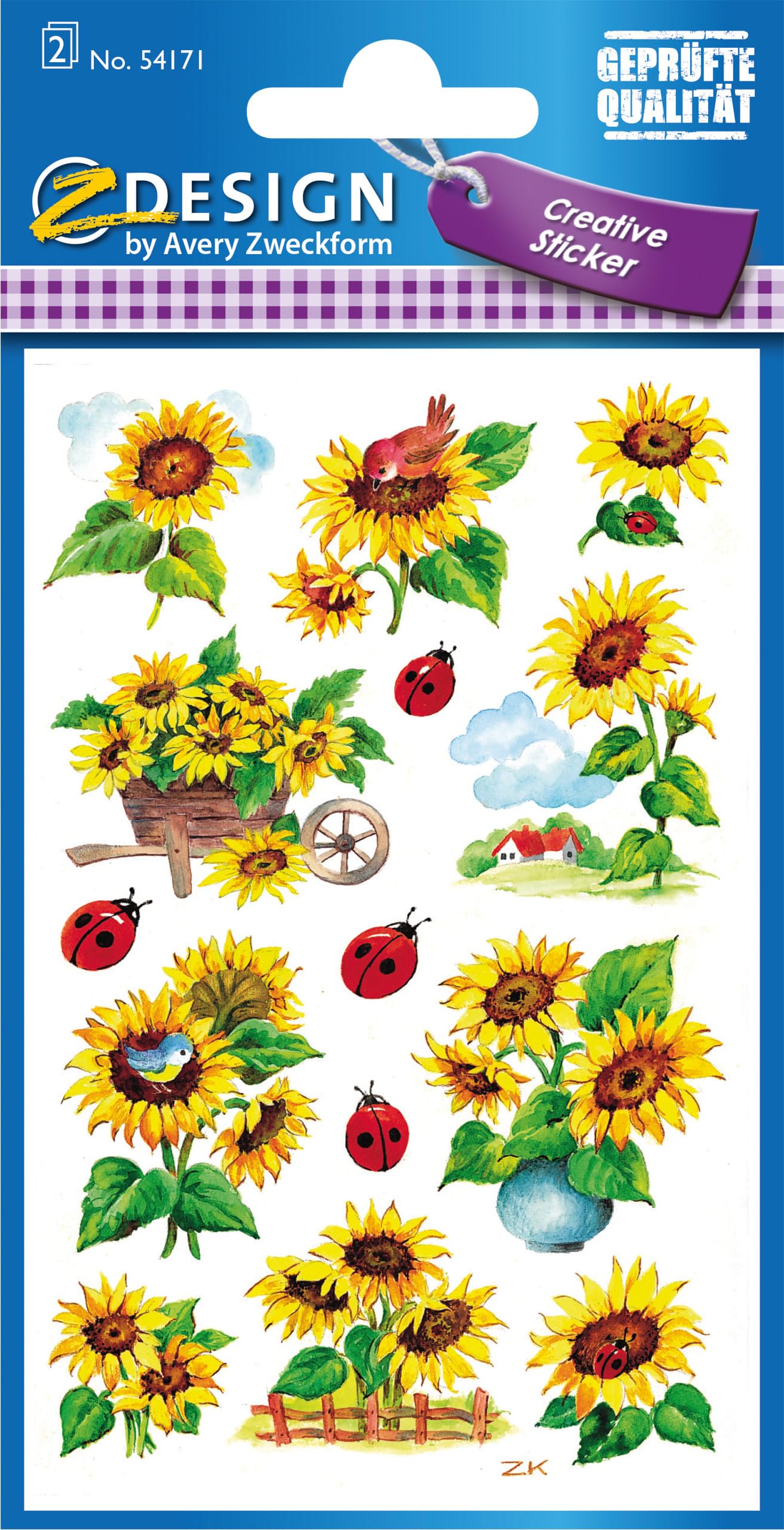 avery-zweckform-z-design-54171-deko-sticker-sonnenblumen-mit-glitzer-28-st-ck image 1