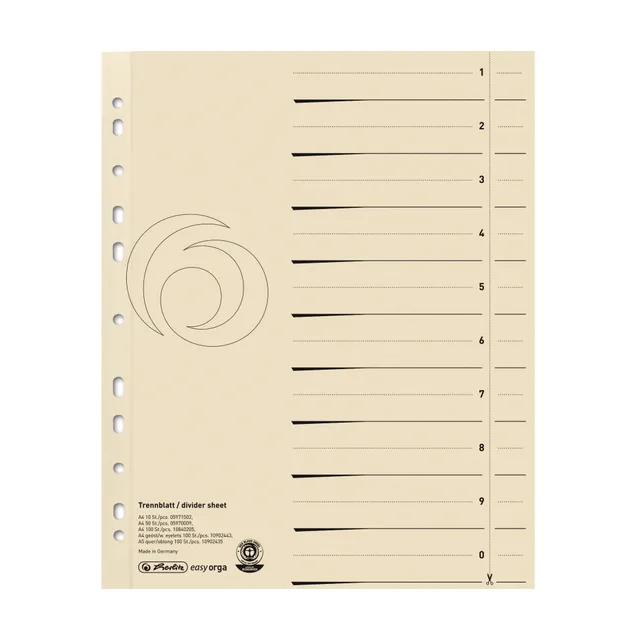 herlitz-10840205-trennblatt-a4-chamois-easyorga-100-st-ck image 1