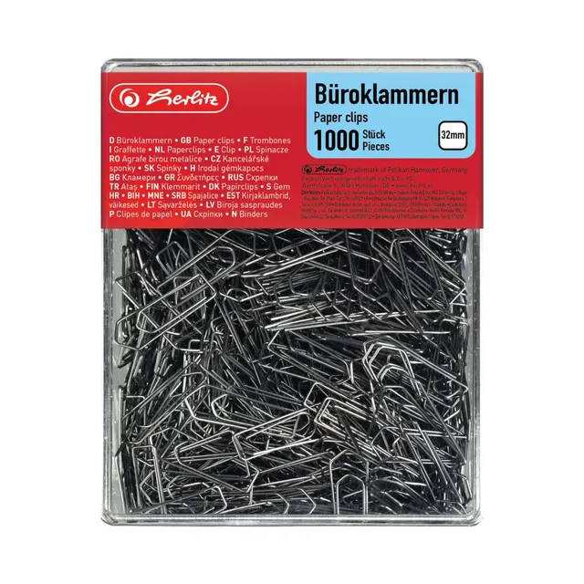 herlitz-b-roklammern-32-mm-verzinkt-1-000-st-ck-transparentbox image 1