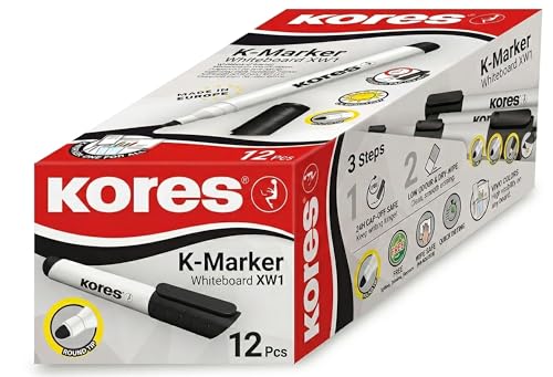 kores-k-marker-xw1-whiteboard-marker-schwarz-runde-spitze-12er-pack-20830 image 6