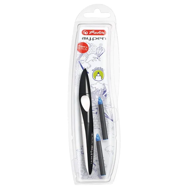 herlitz-my-pen-tintenroller-schwarz-wei-mit-2-patronen image 1