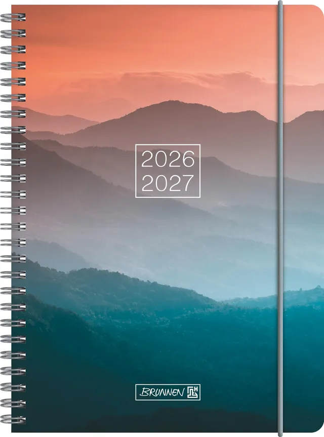 brunnen-sch-lerkalender-2026-2027-misty-sunset-a5-2-seiten-1-woche-18-monate image 1