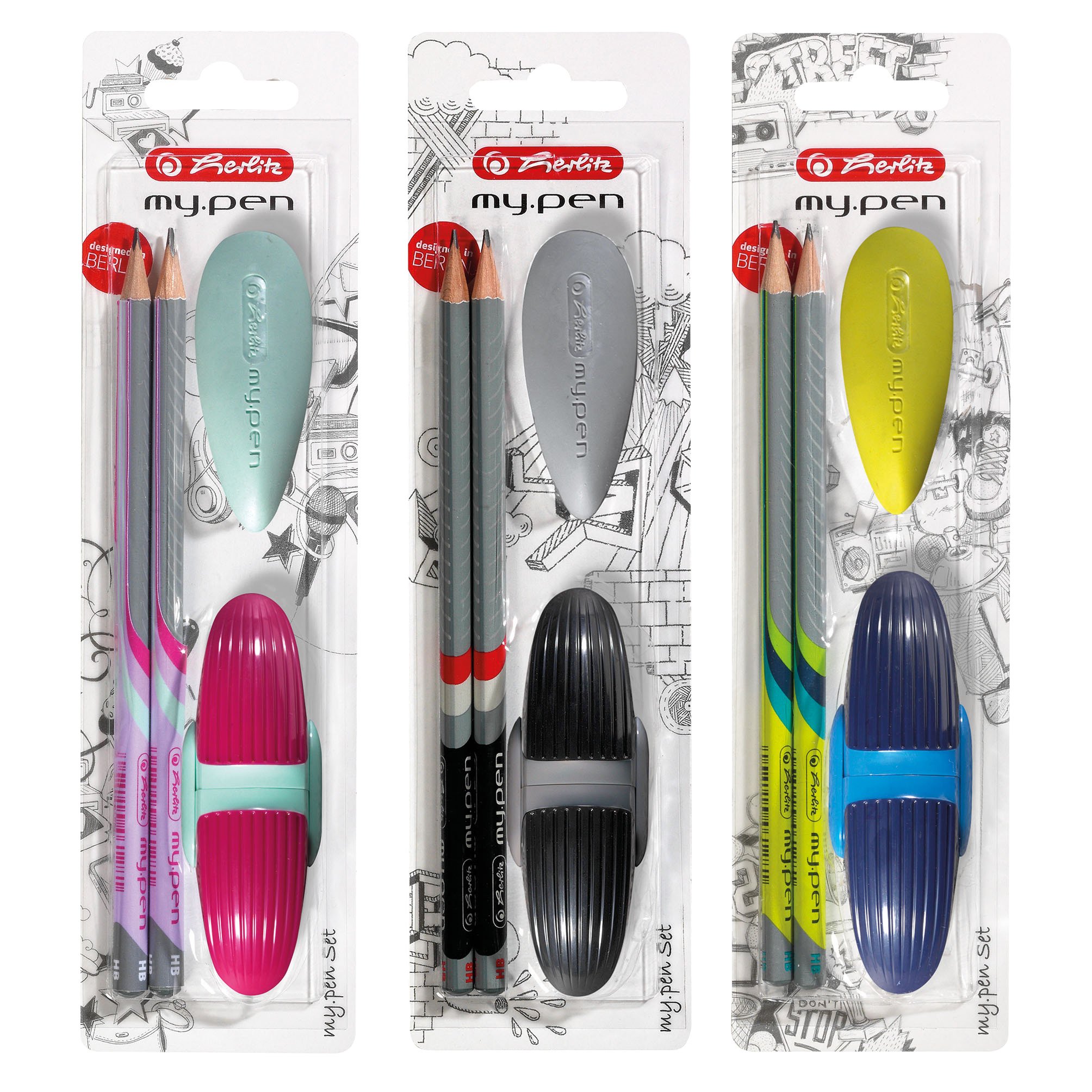 herlitz-starterset-my-pen-mit-2-bleistiften-hb-radierer-und-anspitzer image 1