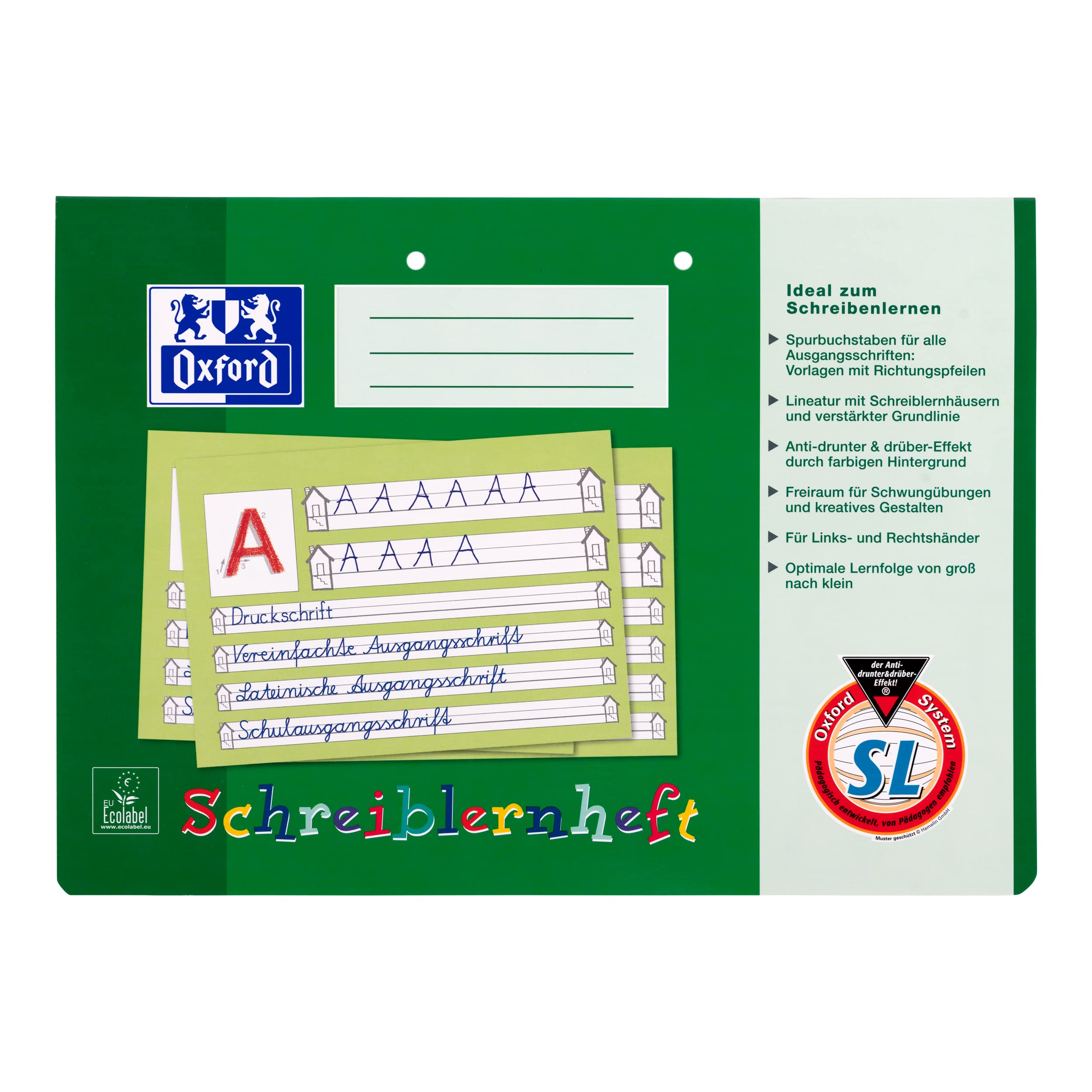 oxford-schreiblernheft-a4-quer-lineatur-sl-1-klasse-16-blatt-gr-n-10-st-ck image 2