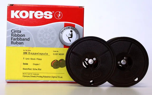 kores-schreibmaschinenfarbband-seide-schwarz-rot-standard-din-doppelspule-13mm-1 image 1