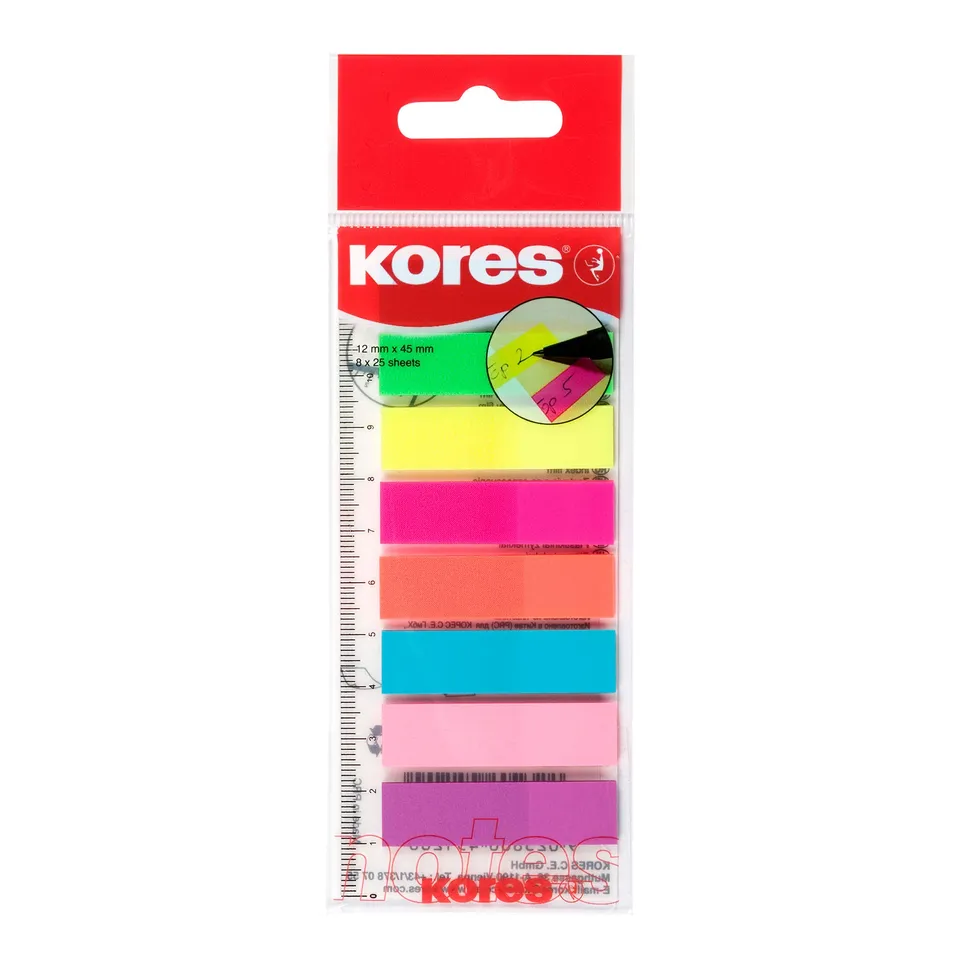 kores-indexstreifen-auf-lineal-12x45-mm-8-farben-200-blatt image 1