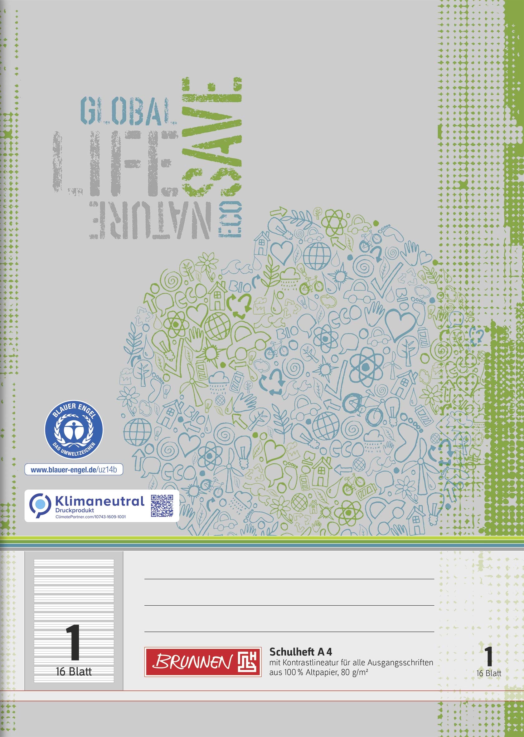 brunnen-recycling-schulheft-a4-lin-1-liniert-16-blatt-1-klasse image 2