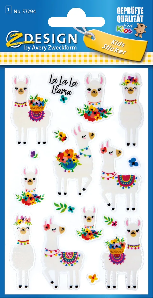 avery-zweckform-z-design-57294-glitter-sticker-lama-16-aufkleber image 1