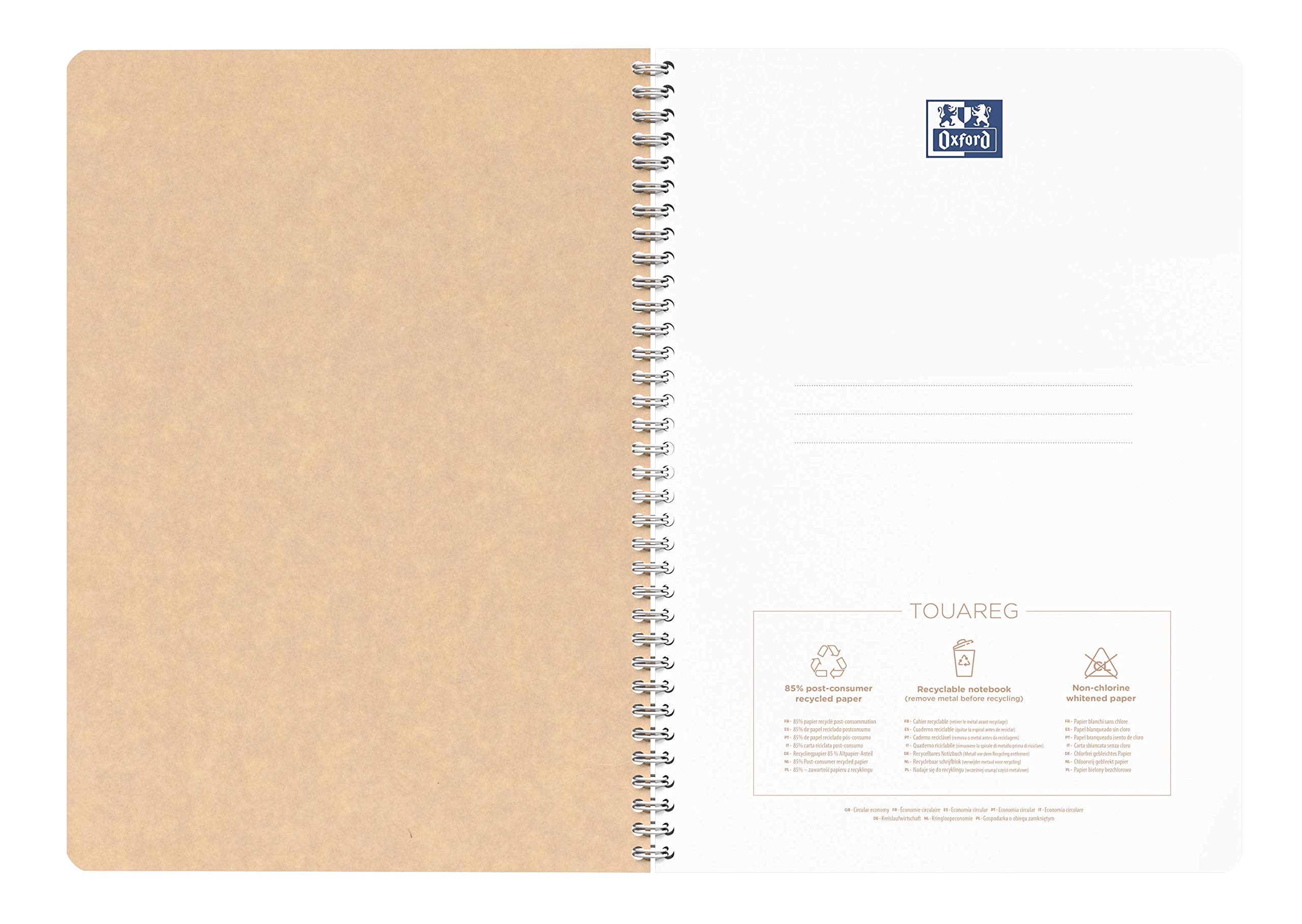 oxford-touareg-spiral-notizbuch-a4-kariert-90-blatt-5er-pack-recycling image 4