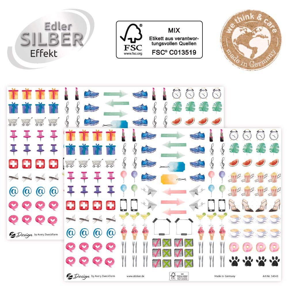 avery-zweckform-54543-deko-sticker-icons-mit-silbereffekt-328-st-ck-auf-a5 image 4