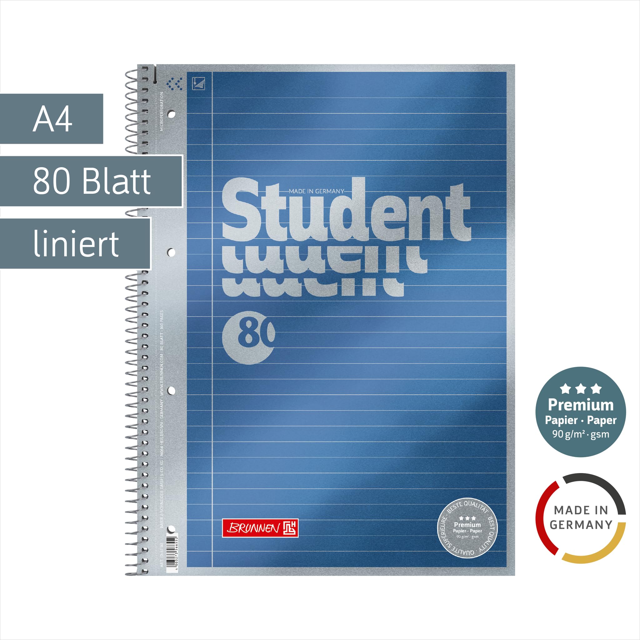 brunnen-collegeblock-premium-student-a4-lineatur-21-80-blatt-blau image 2