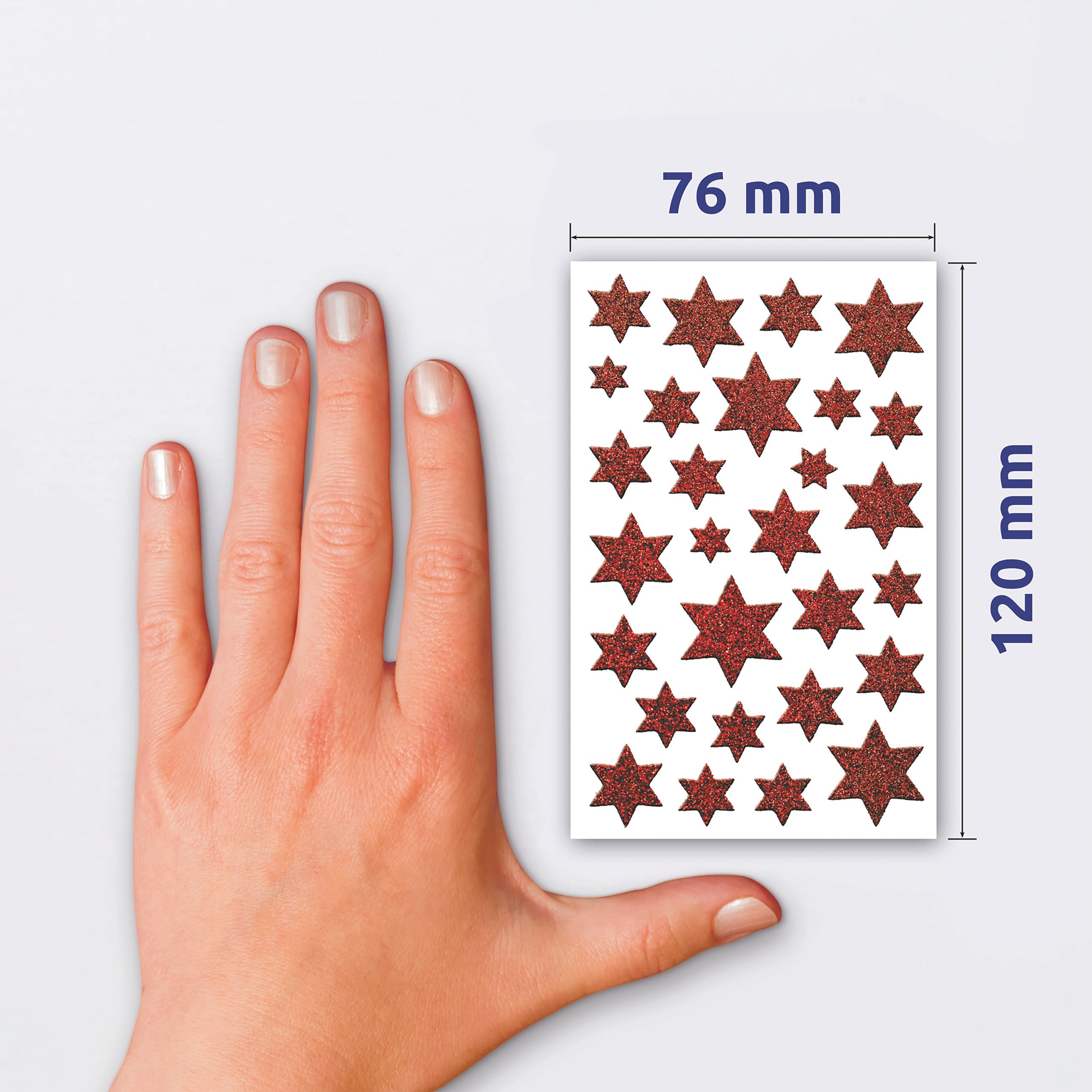 avery-zweckform-z-design-52277-weihnachts-sticker-sterne-rot-glitzer-28-st-ck image 3