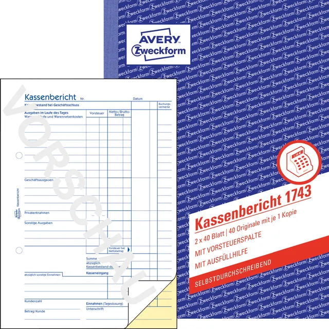 avery-zweckform-1743-kassenbericht-a5-selbstdurchschreibend-2x40-blatt image 1