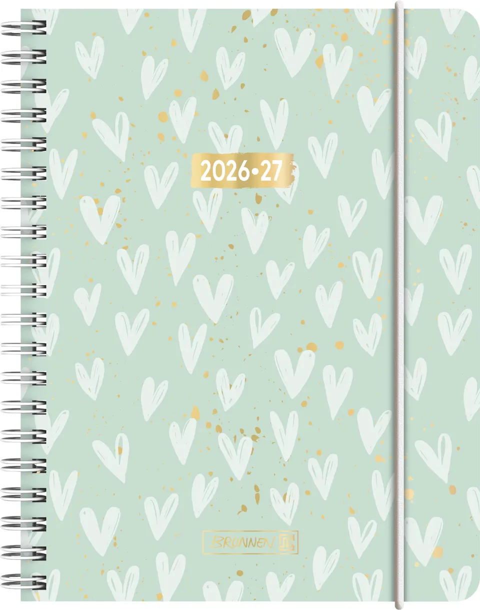 brunnen-sch-lerkalender-2026-2027-hearts-a6-mint-18-monate image 1