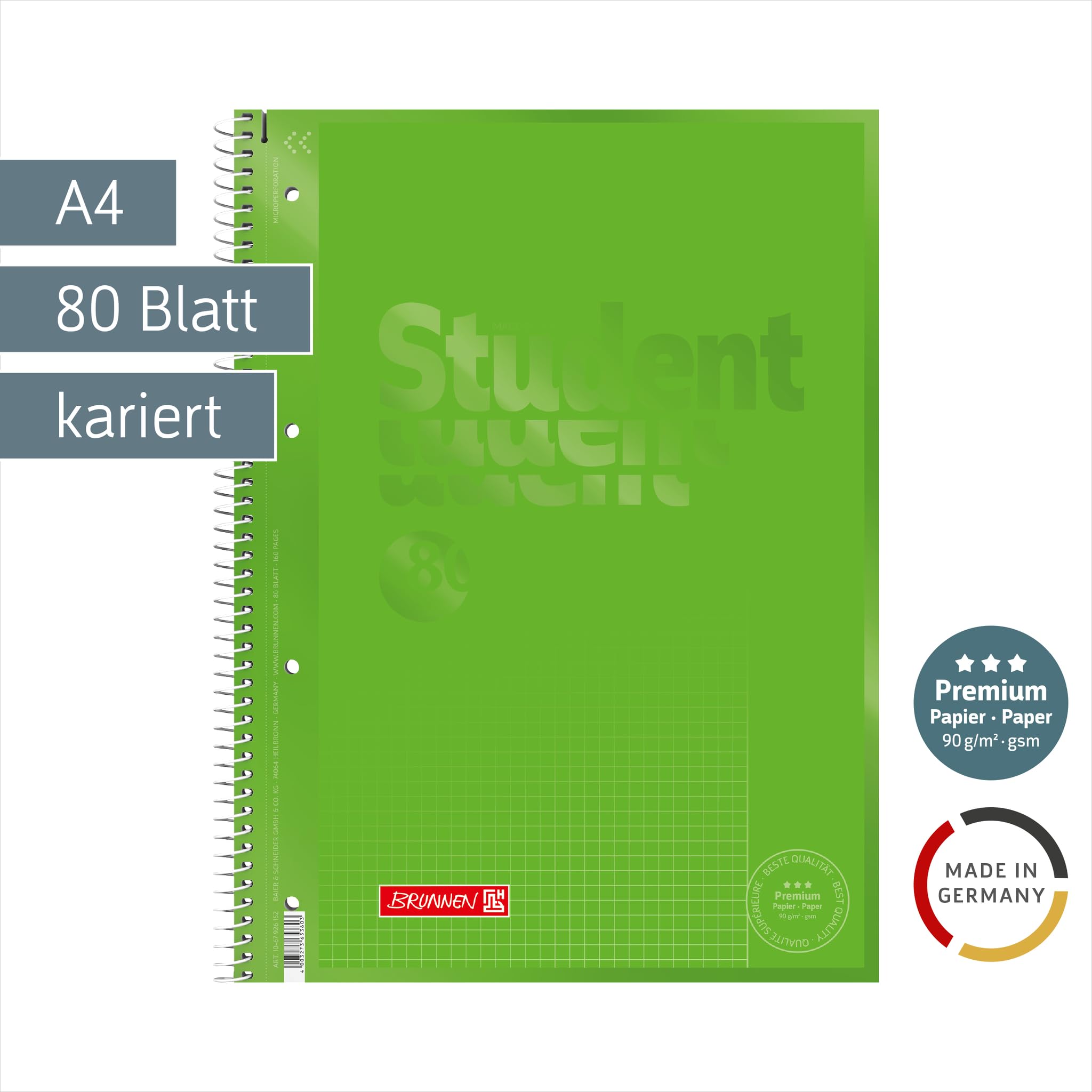 brunnen-collegeblock-premium-student-colour-code-a4-lineatur-26-80-blatt-kiwi image 2