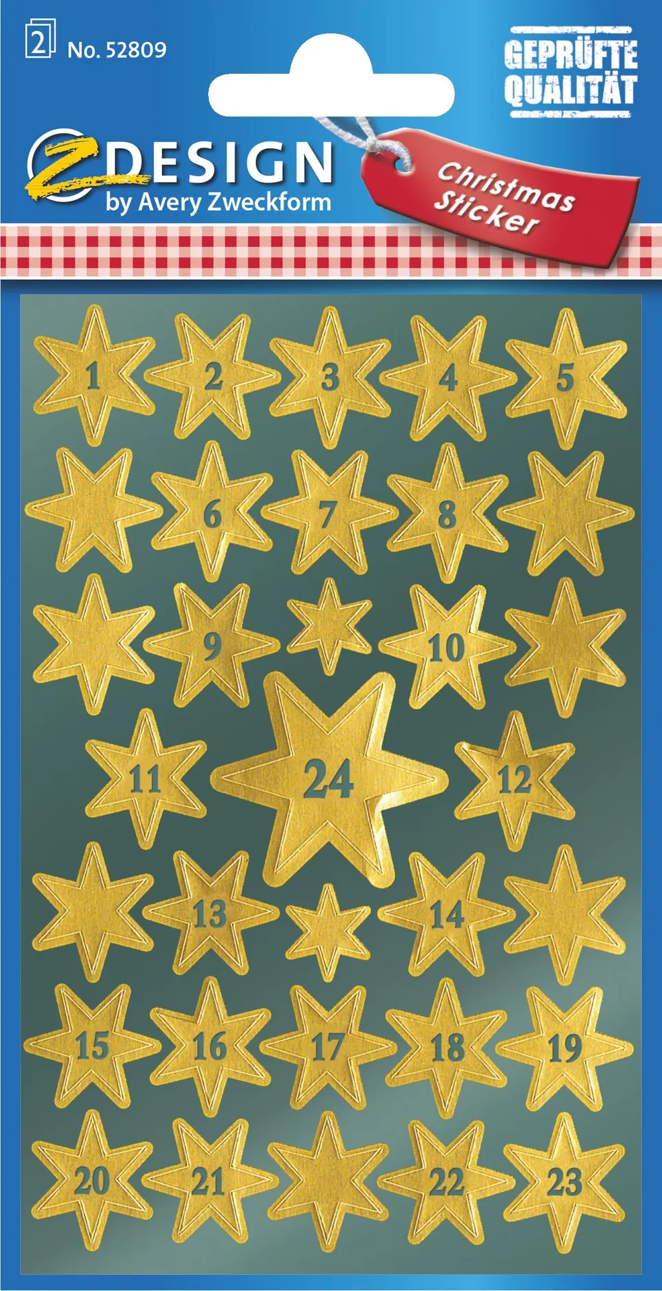 avery-zweckform-52809-z-design-adventskalenderzahlen-sterne-gold-24-sticker-1-24 image 1