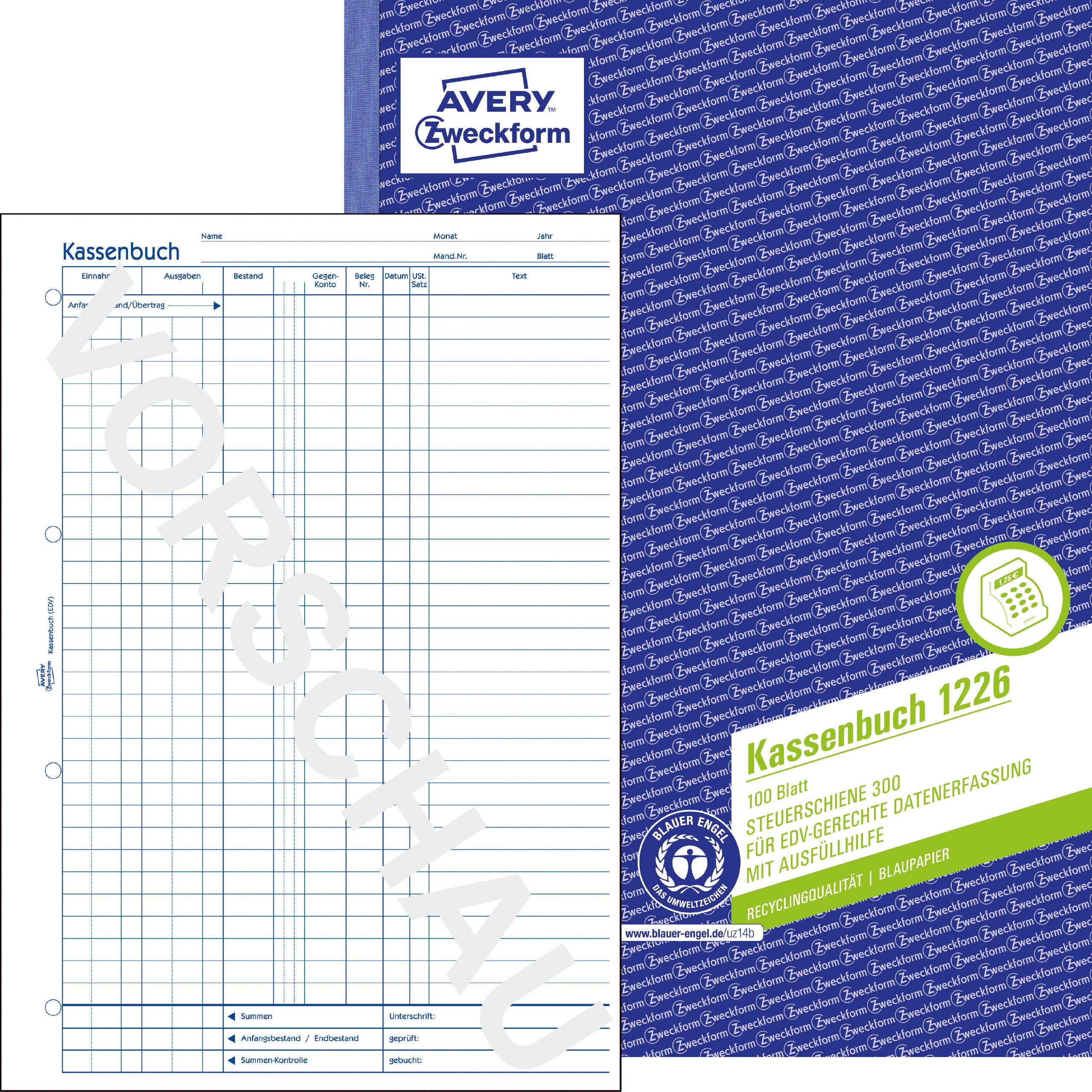 avery-zweckform-1226-recycling-kassenbuch-a4-100-blatt-nach-steuerschiene-300 image 1