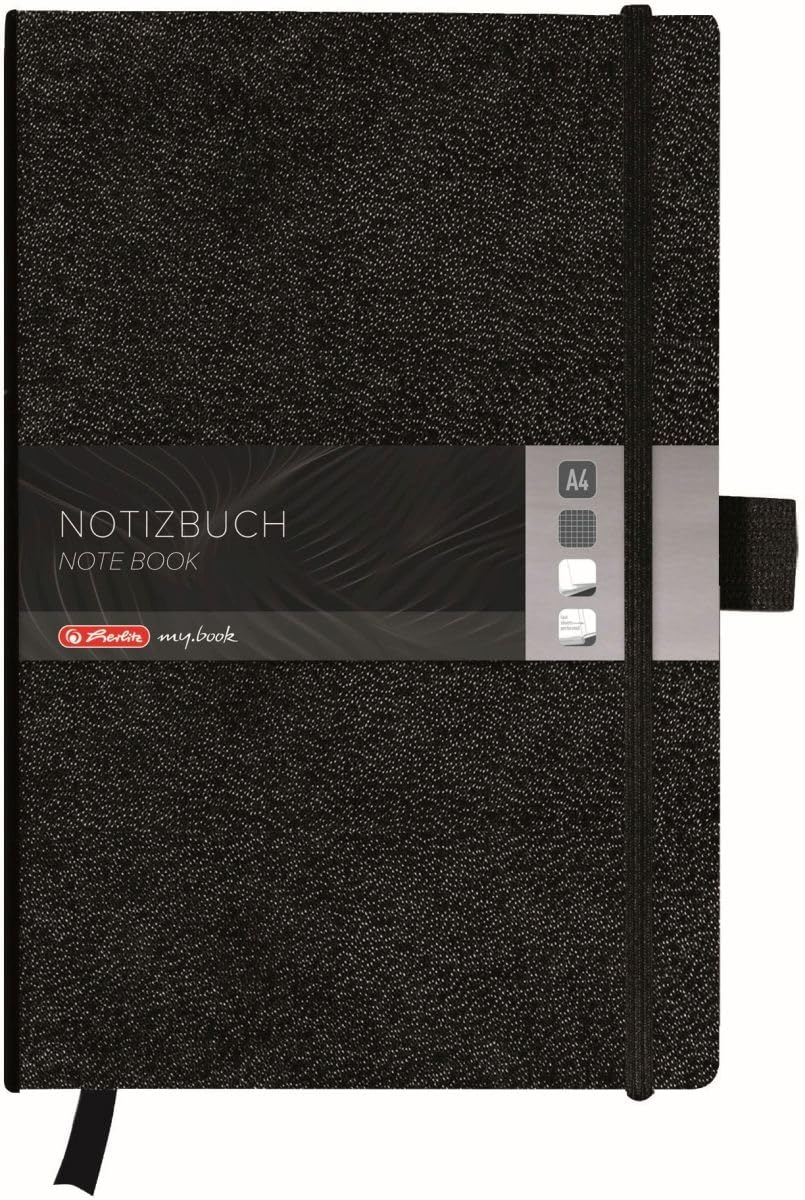 herlitz-notizbuch-classic-schwarz-a4-kariert-96-blatt-mit-leseband image 1