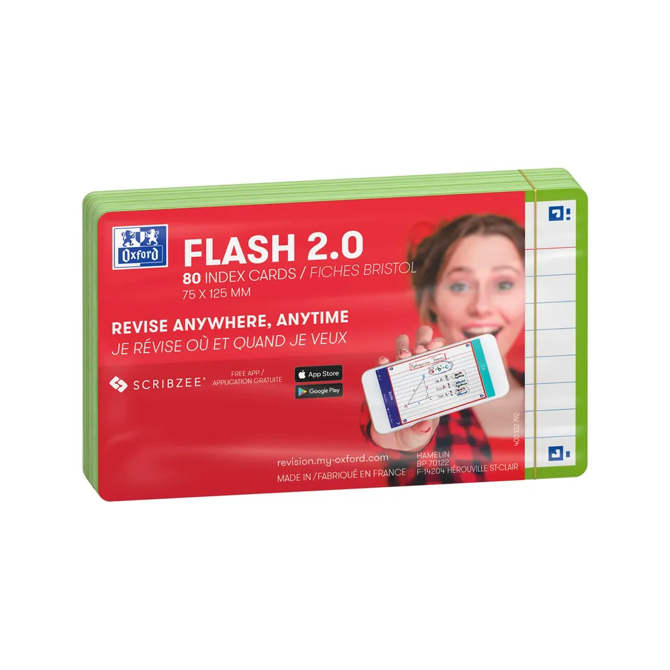 oxford-flash-2-0-flashcards-a7-75x125-mm-liniert-gr-n-80-st-ck image 1