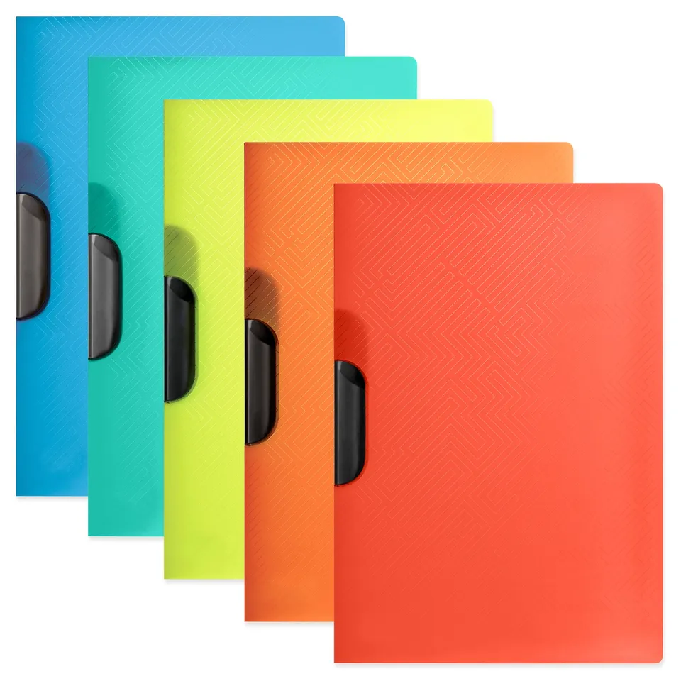 oxford-klemm-mappe-urban-a4-transparenter-kunststoff-5-farben-5er-pack image 1