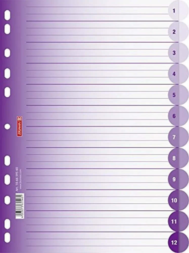 brunnen-colour-code-ordnerregister-a4-pp-12-teilig-violett-halbrund image 1