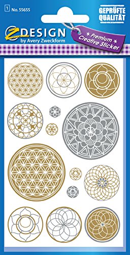 avery-zweckform-z-design-55655-metallic-sticker-lebensblume-14-aufkleber-gold image 4