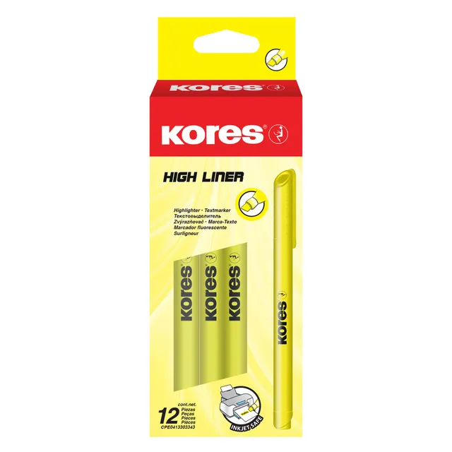 kores-high-liner-textmarker-gelb-keilspitze-12er-pack image 1