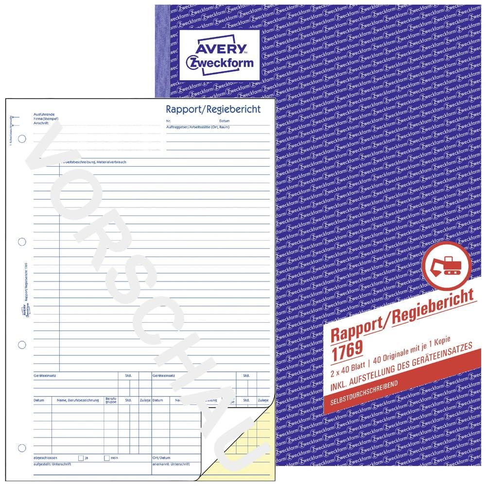 avery-zweckform-1769-rapport-regiebericht-a4-selbstdurchschreibend-2x40-blatt-we image 1