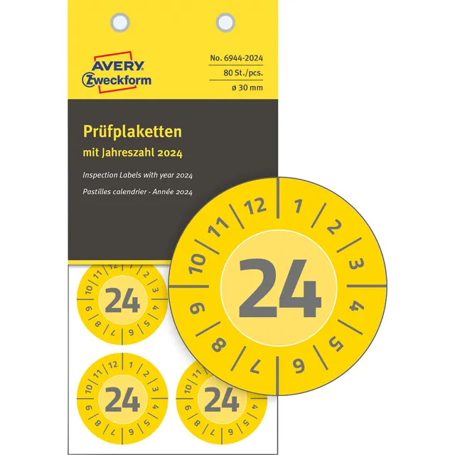 avery-zweckform-6944-2024-pr-fplaketten-2024-30-mm-gelb-80-vinyl-aufkleber image 1
