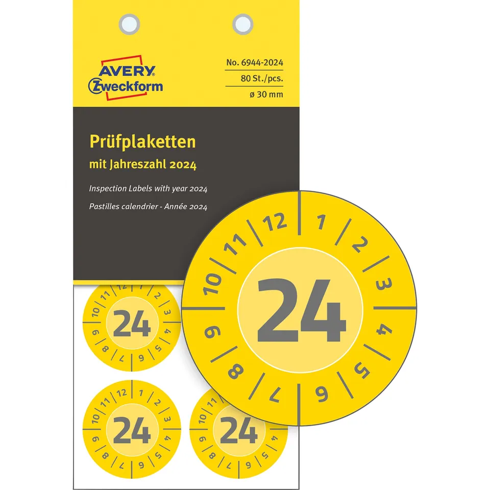 avery-zweckform-6944-2024-pr-fplaketten-2024-30-mm-gelb-80-vinyl-aufkleber image 1