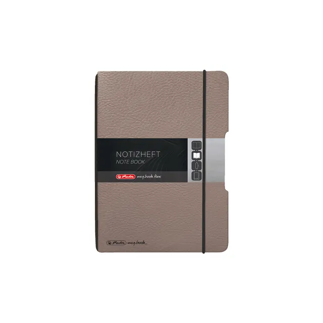 herlitz-notizheft-flex-a6-40-blatt-punktiert-lederoptik-taupe-1-st-ck image 1