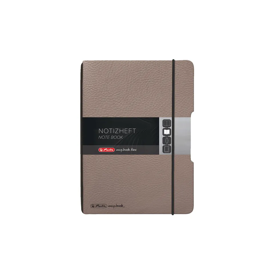 herlitz-notizheft-flex-a6-40-blatt-punktiert-lederoptik-taupe-1-st-ck image 1