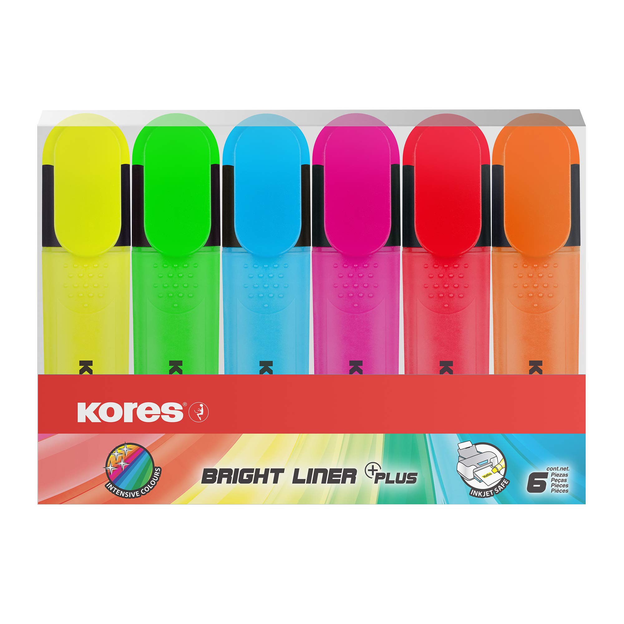 kores-tm36160-bright-liner-textmarker-6er-set-keilspitze-neon image 1
