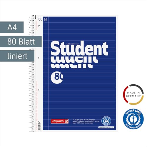 brunnen-collegeblock-student-recycling-a4-liniert-80-blatt-blau image 6