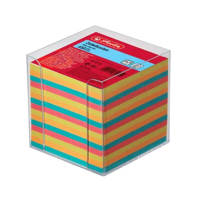 herlitz-1600253-zettelkasten-90x90x90-mm-transparent-mit-650-blatt-farbig image 1