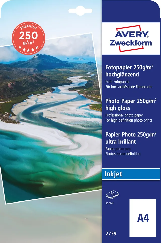 avery-zweckform-2739-premium-inkjet-fotopapier-a4-hochgl-nzend-50-blatt image 1